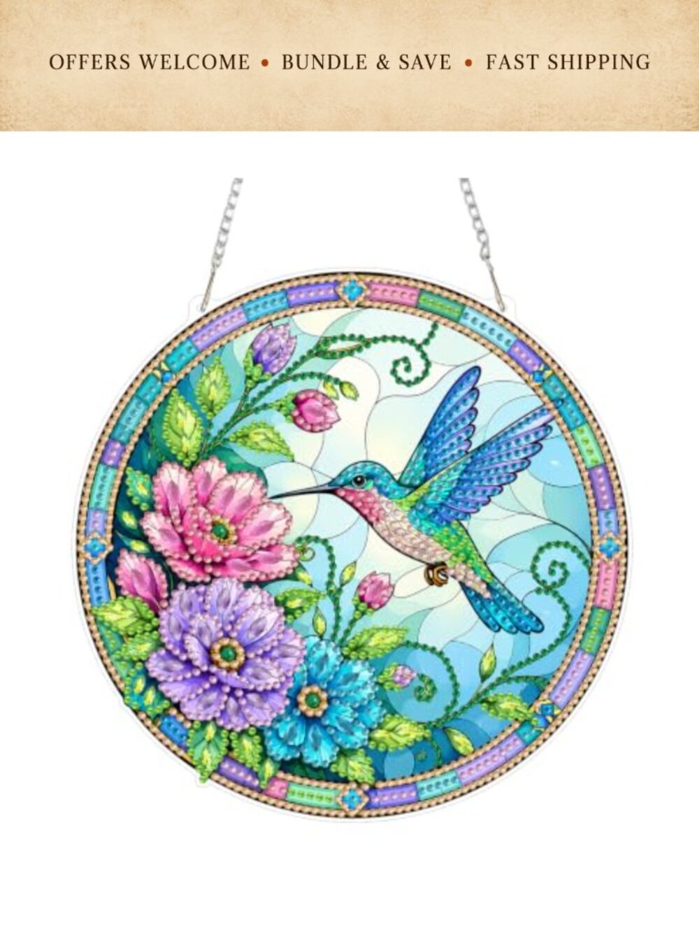 Diamond Art Kit for Adults Hummingbird Pearl Hanging Decor DIY Craft Gift 7.7